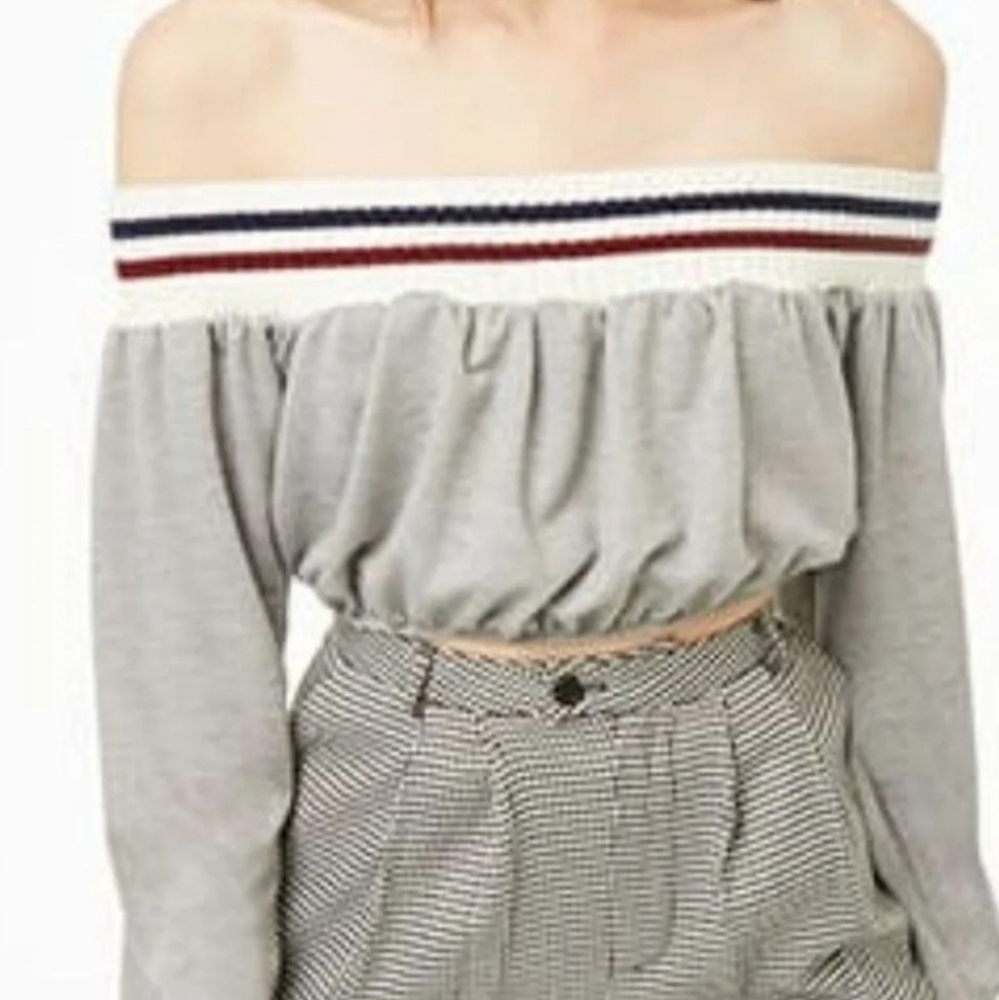 Off the shoulder cropped sweater